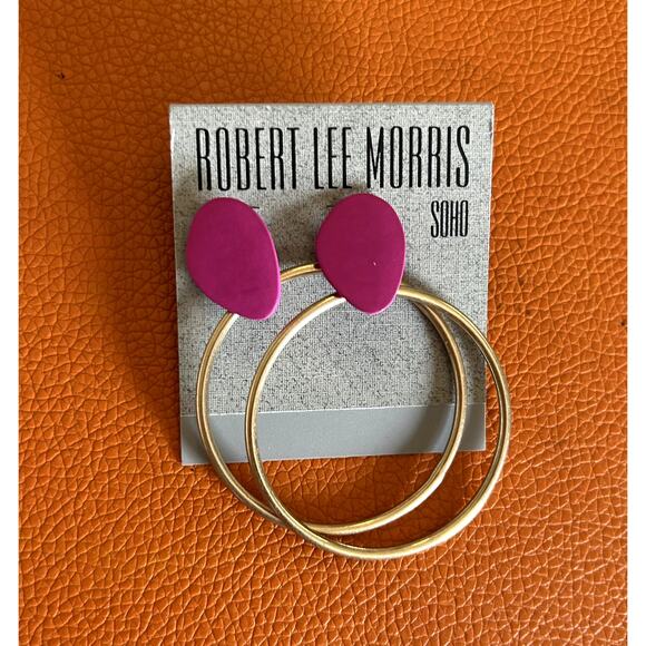 Robert Lee Morris Pink Patina & Soft Gold Hoop Earrings - Picture 1 of 2